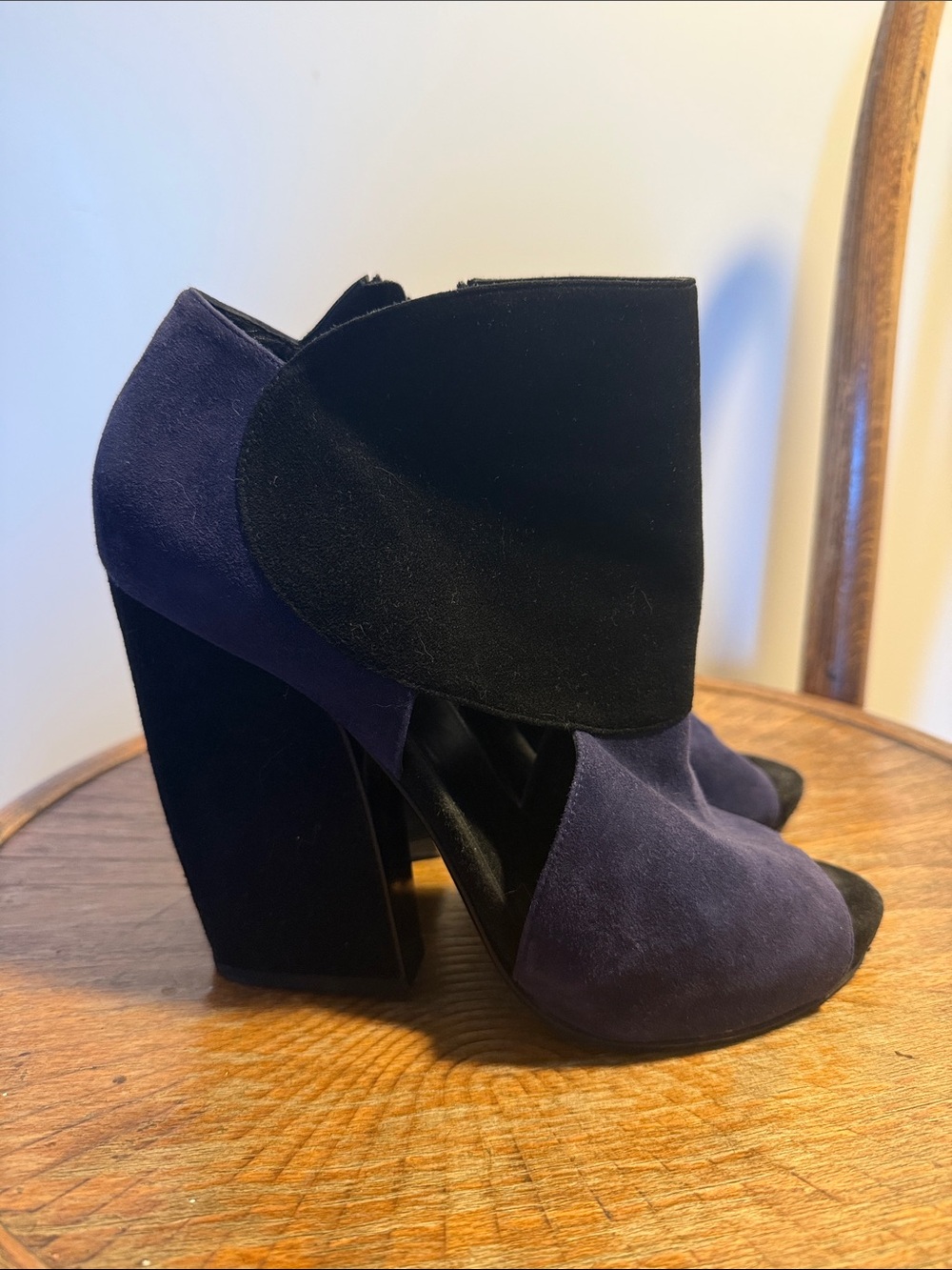 Pierre Hardy Navy and Black Suede Block Heel Booties